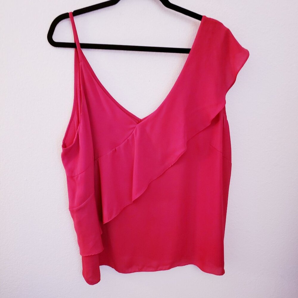 Soprano Pink Sleeveless Tank Top with Ruffle Trim Size 3X EUC